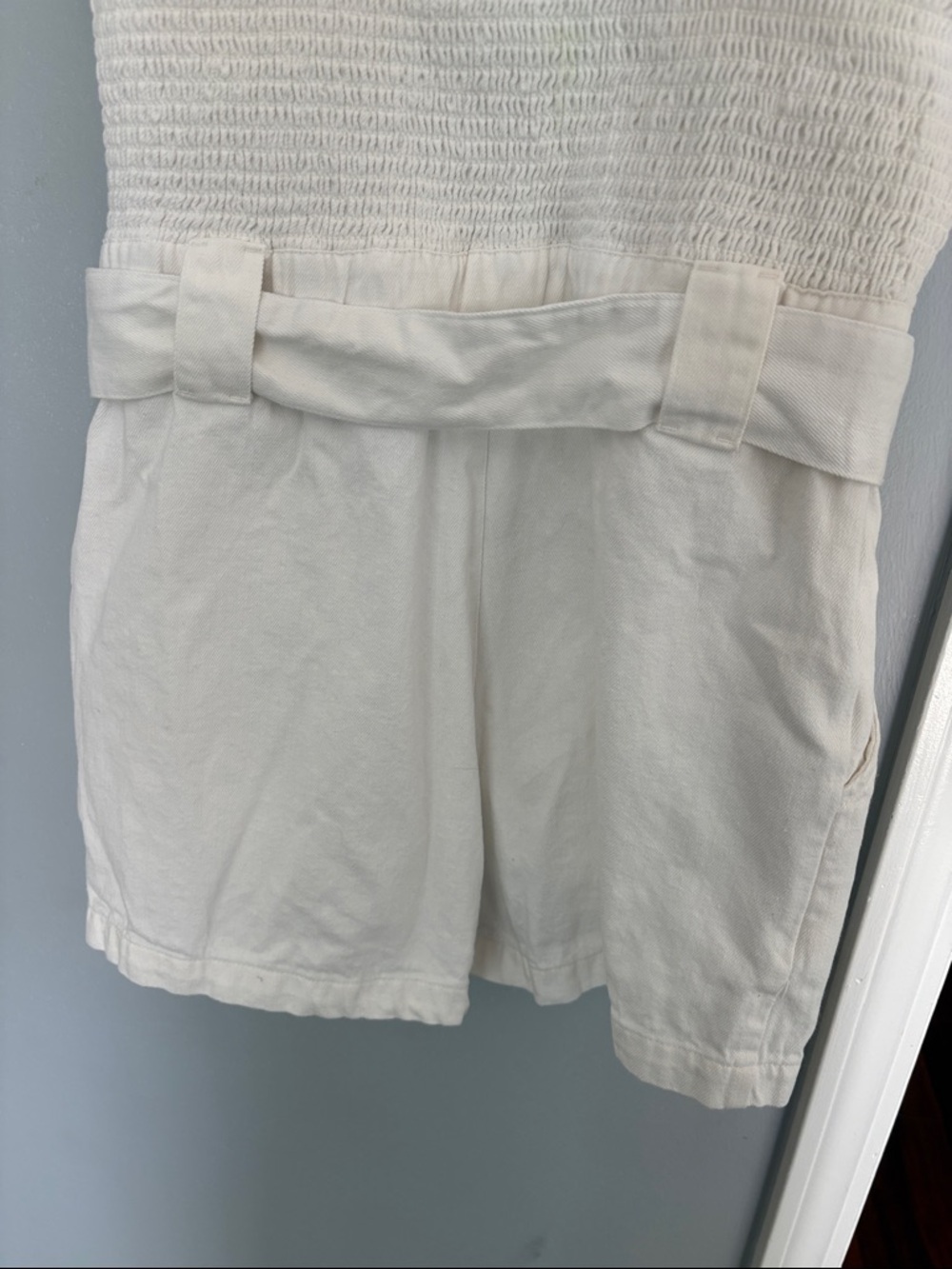 Show Me Your MuMu White Spaghetti-Strap Belted Romper size M - Picture 6 of 7